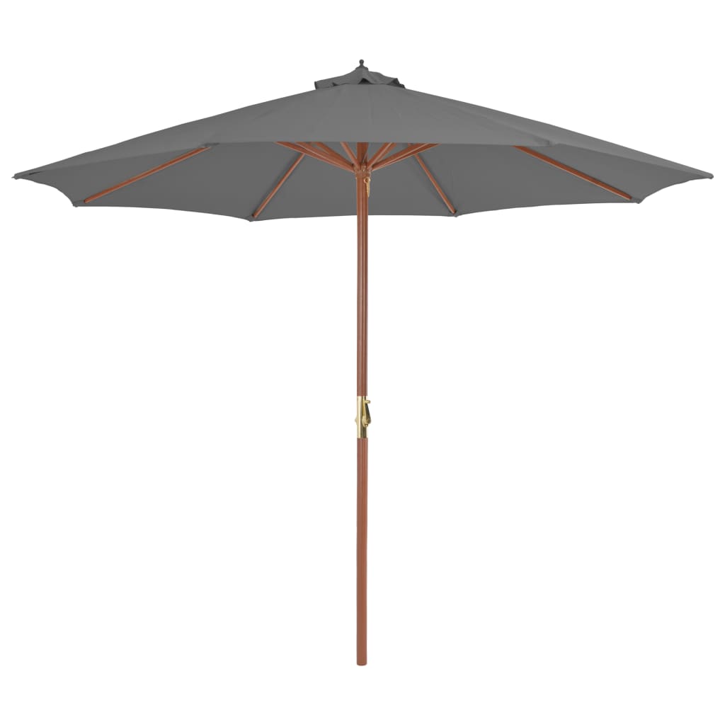 Parasol Met Houten Paal 300 Cm Antraciet