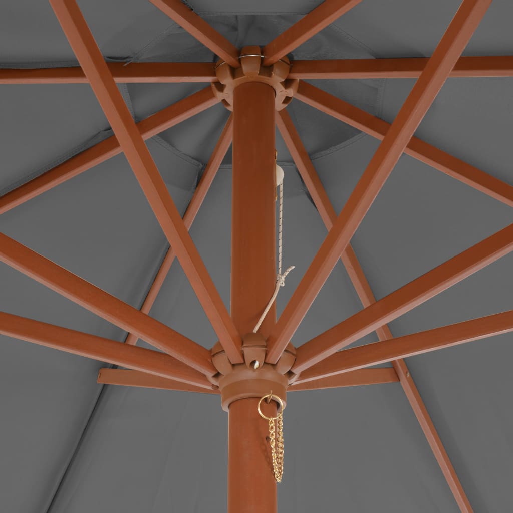 Parasol Met Houten Paal 300 Cm Antraciet