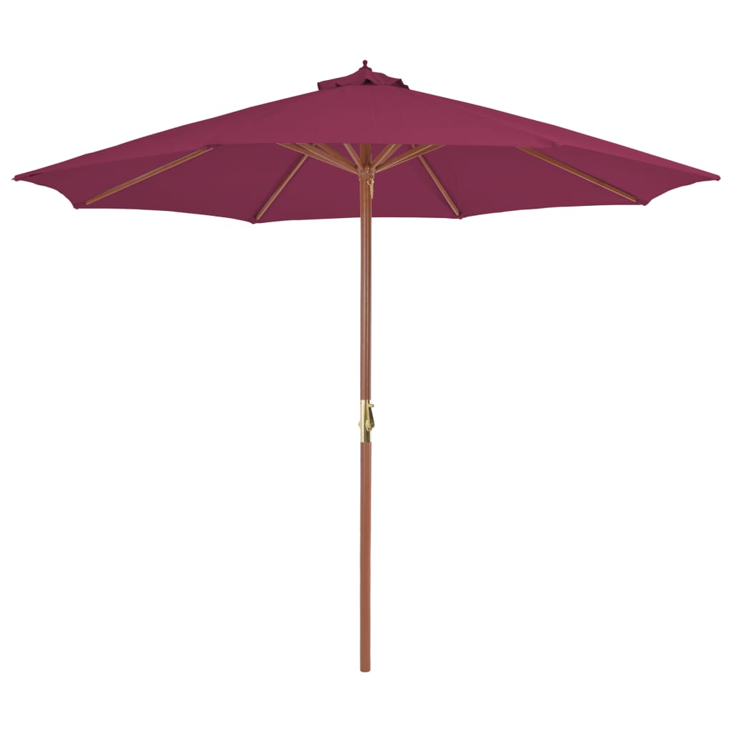 Parasol Met Houten Paal 300 Cm Bordeauxrood