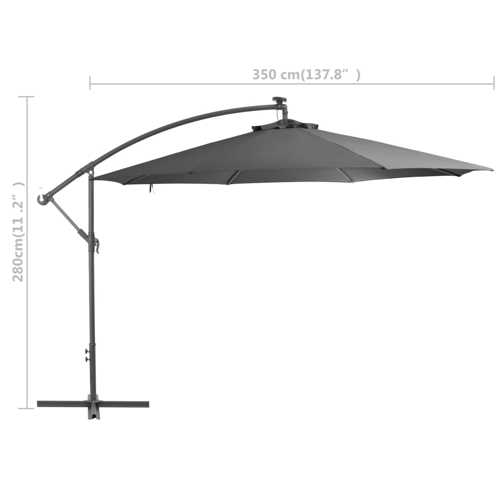 Zweefparasol Met Aluminium Paal 350 Cm Antraciet