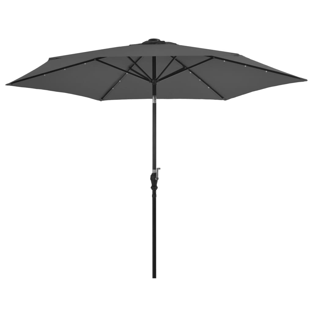 Parasol Met Led-Verlichting En Stalen Paal 300 Cm Antraciet
