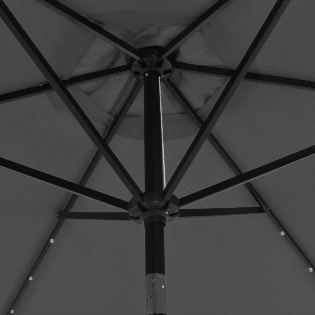 Parasol Met Led-Verlichting En Stalen Paal 300 Cm Antraciet