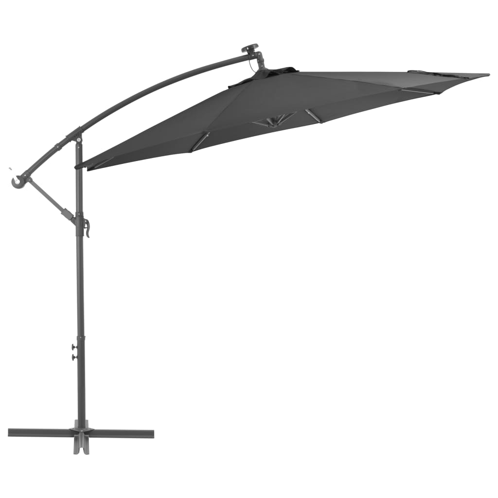 Zweefparasol Met Led-Verlichting Stalen Paal 300 Cm Antraciet