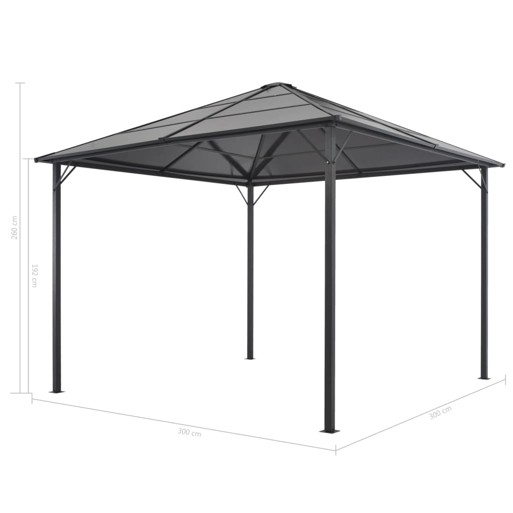 Prieel Met Dak 3X3 M Aluminium Zwart