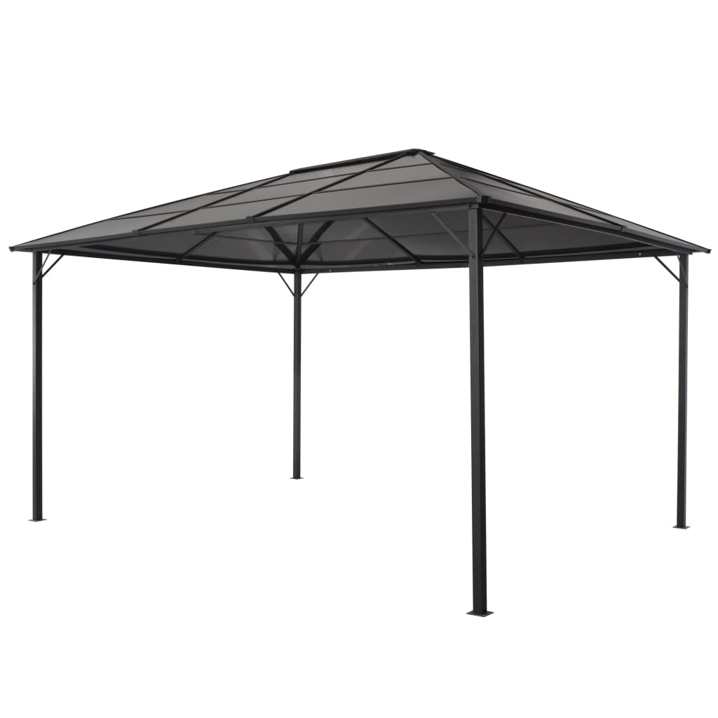 Prieel Met Dak 4X3X2,6 M Aluminium Zwart