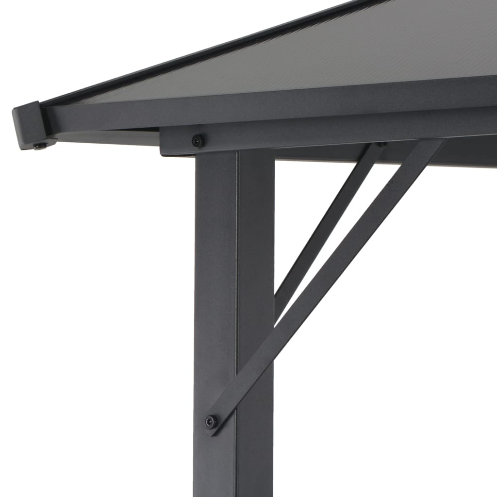 Prieel Met Dak 4X3X2,6 M Aluminium Zwart
