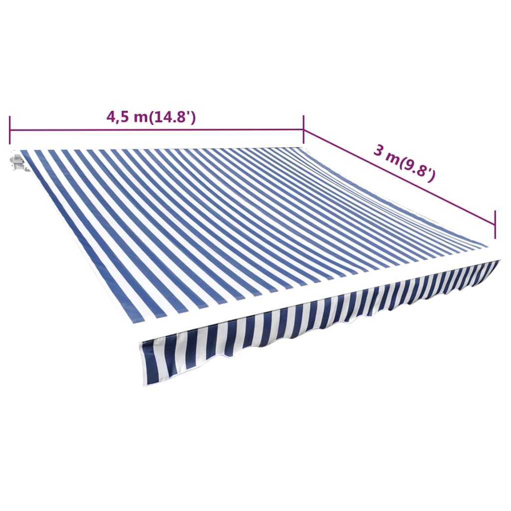 Luifeldoek 450X300 Cm Canvas Blauw En Wit