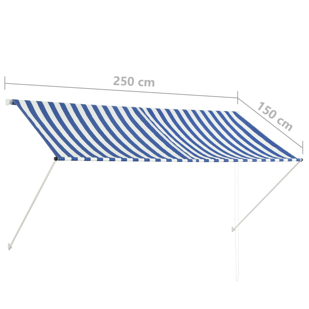 Luifel Uittrekbaar 250X150 Cm Blauw En Wit