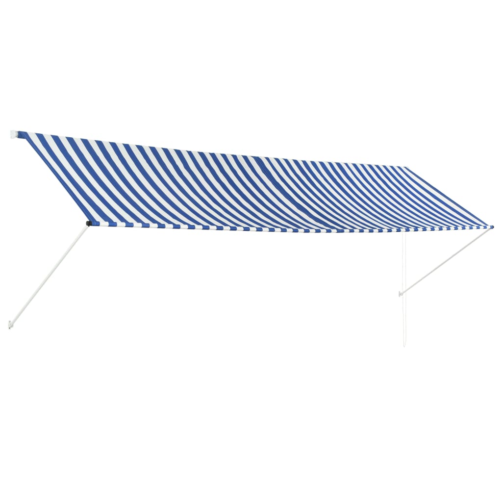 Luifel Uittrekbaar 400X150 Cm Blauw En Wit
