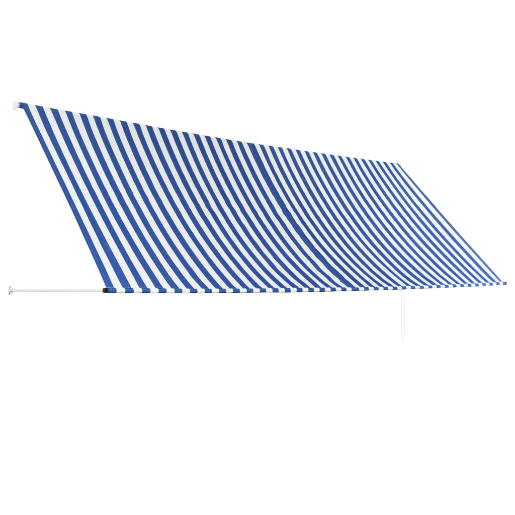 Luifel Uittrekbaar 400X150 Cm Blauw En Wit