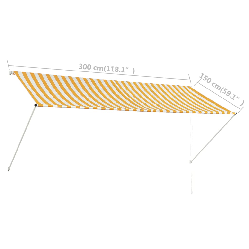 Luifel Uittrekbaar 300X150 Cm Geel En Wit