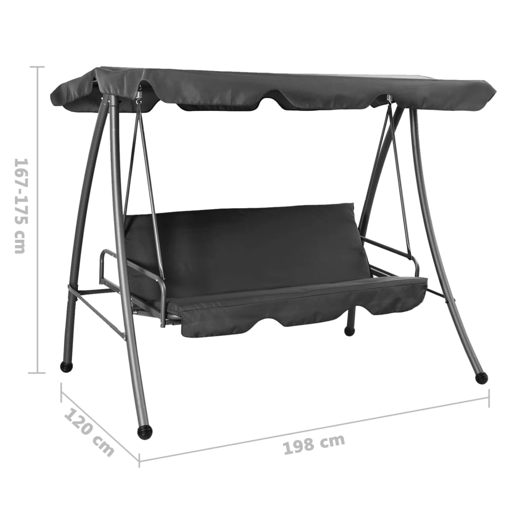 Schommelbank Voor Buiten Met Dak 192X118X175 Cm Staal Antraciet