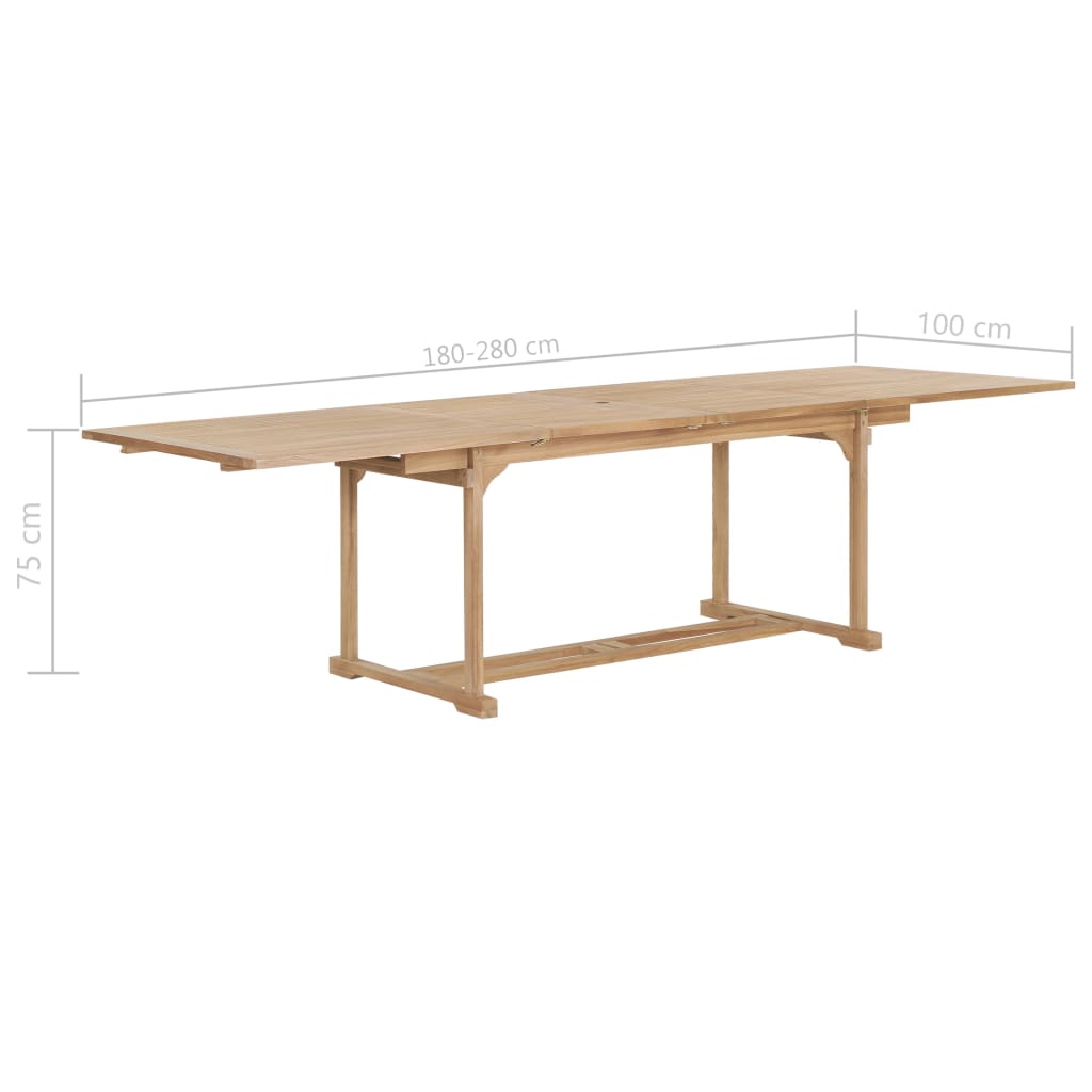 Tuintafel Verlengbaar 180-280X100X75 Cm Massief Teakhout