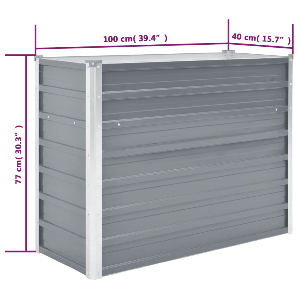 Plantenbak Verhoogd 100X40X77 Cm Gegalvaniseerd Staal Grijs