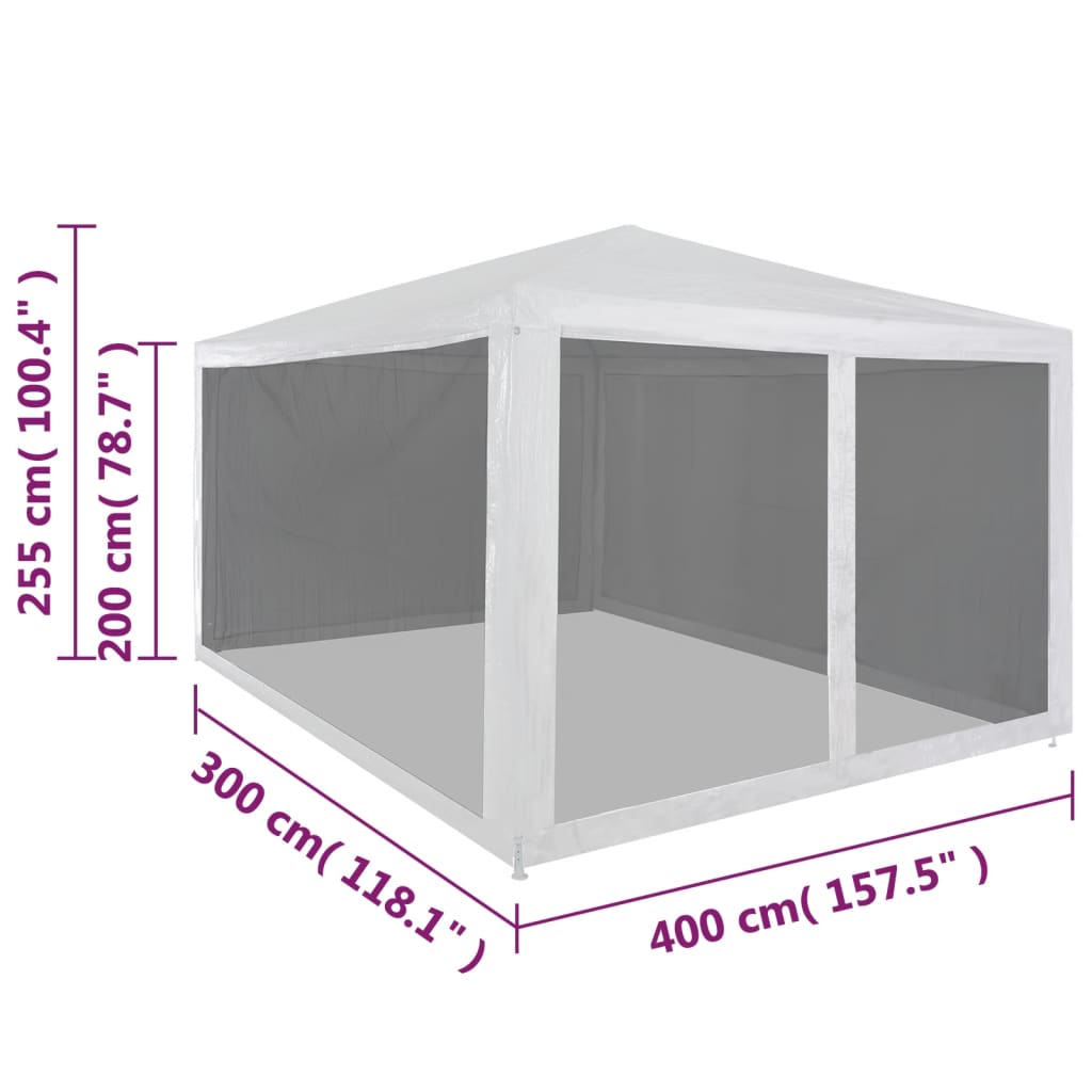 Partytent Met 4 Mesh Zijwanden 4X3 M