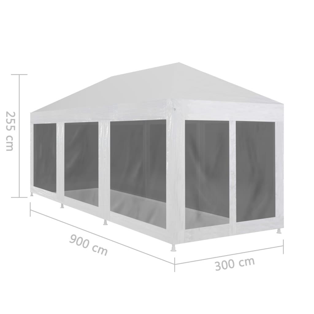 Partytent Met 8 Mesh Zijwanden 9X3 M