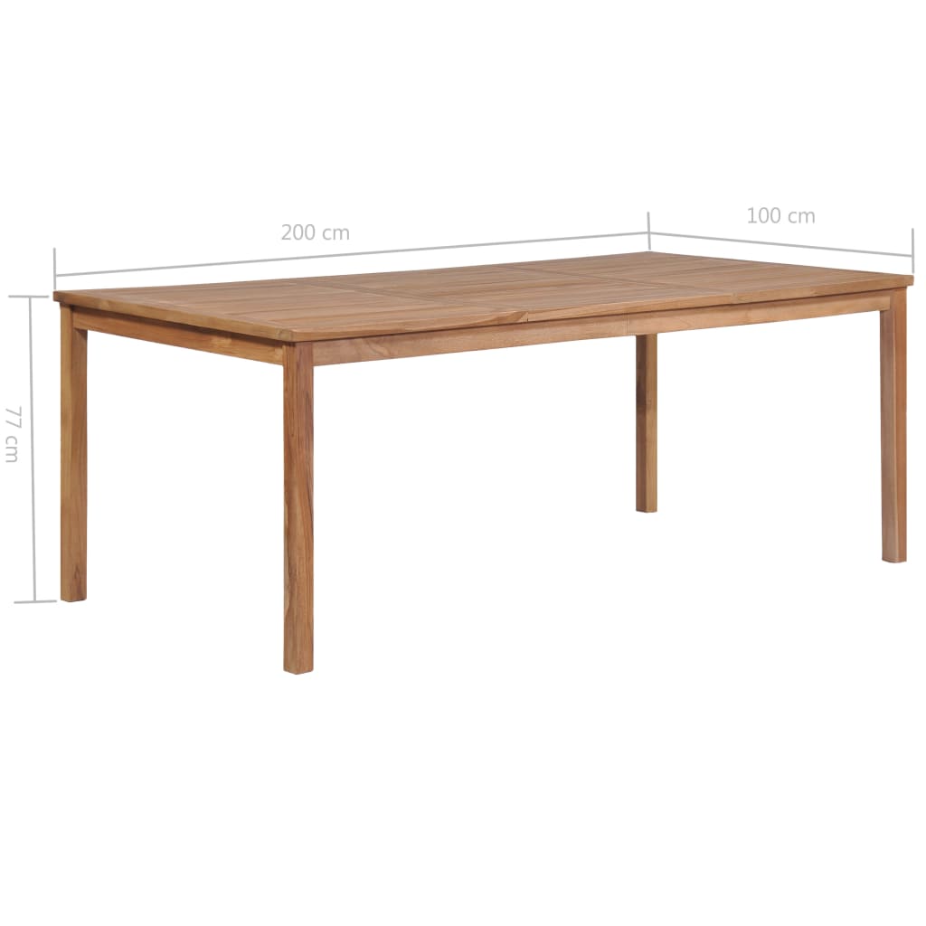 Gartentisch 200 x 100 x 77 cm, massives Teakholz
