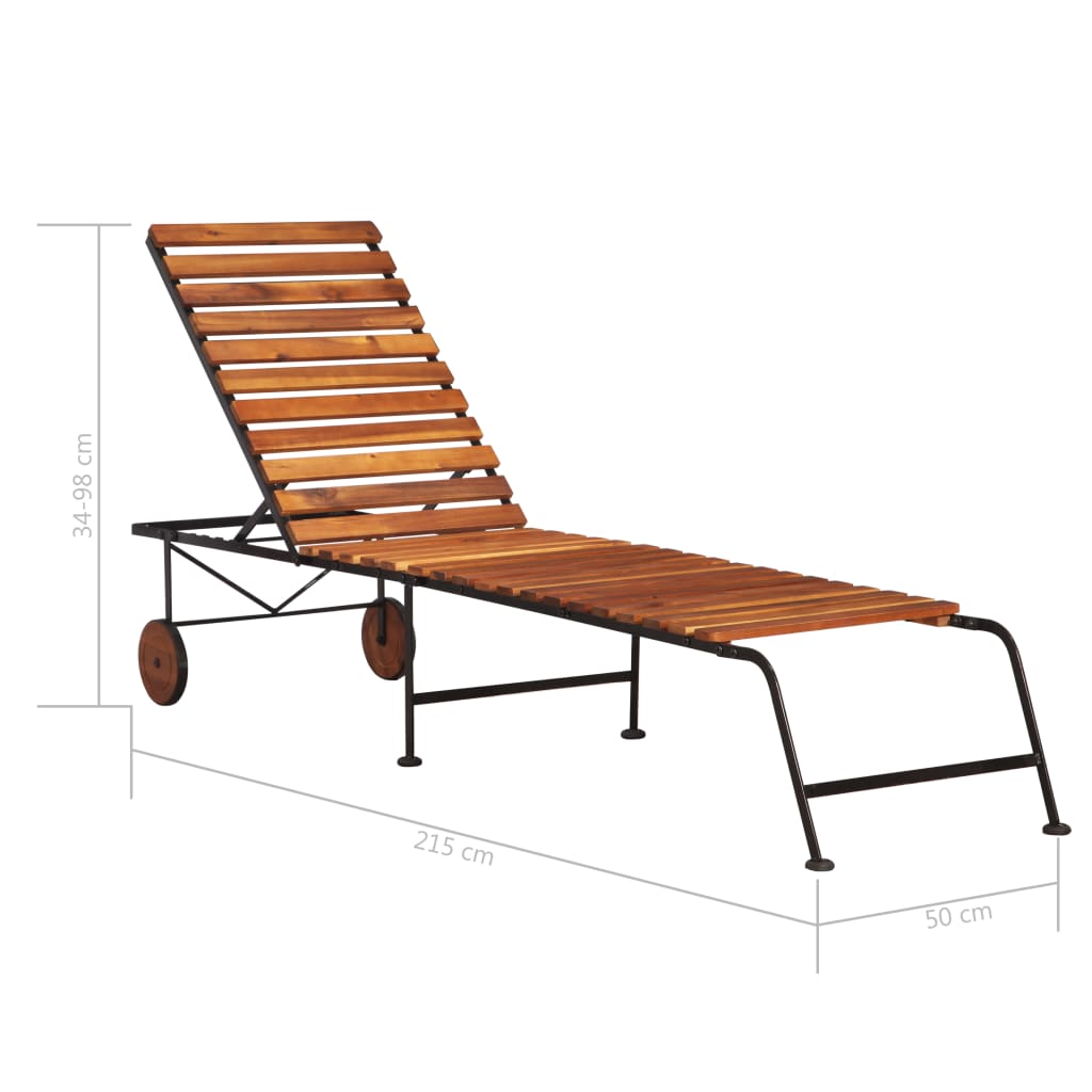 Ligbed Met Stalen Poten Massief Acaciahout