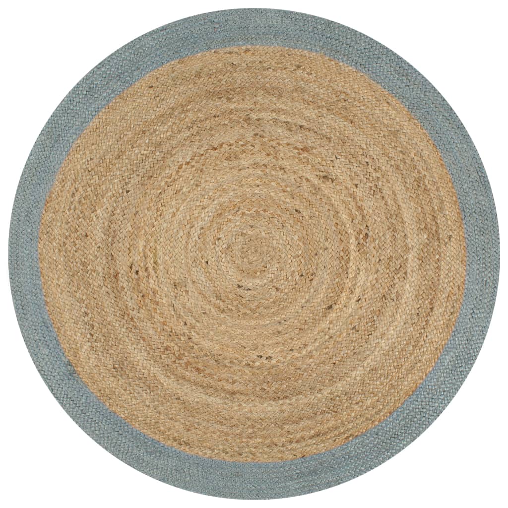 Vloerkleed Handgemaakt Met Olijfgroene Rand 150 Cm Jute