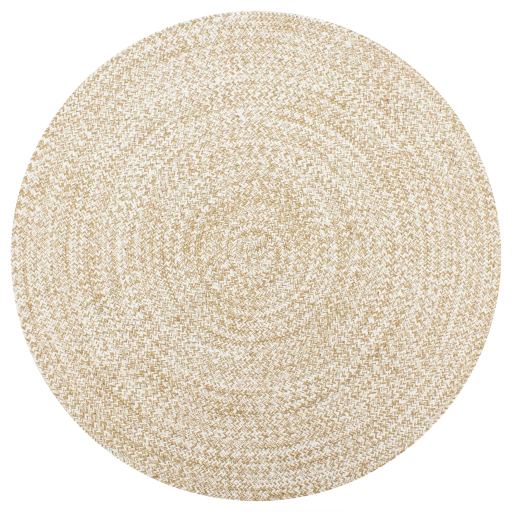 Vloerkleed Handgemaakt 150 Cm Jute Wit En Naturel