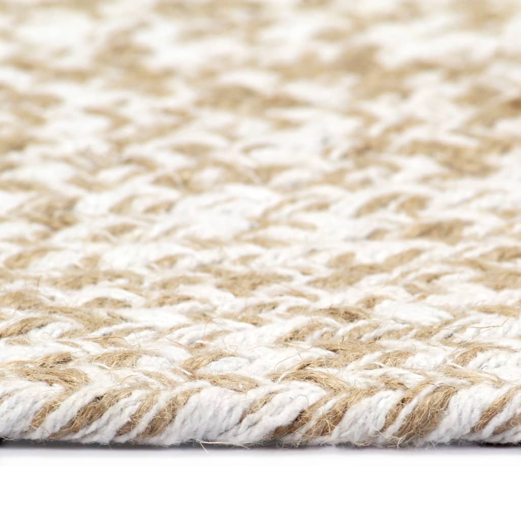 Vloerkleed Handgemaakt 150 Cm Jute Wit En Naturel