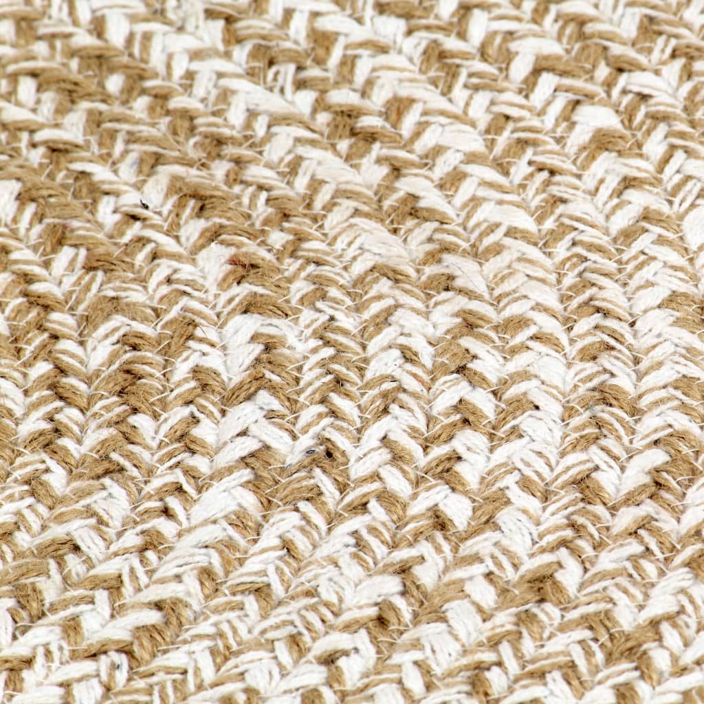 Vloerkleed Handgemaakt 150 Cm Jute Wit En Naturel