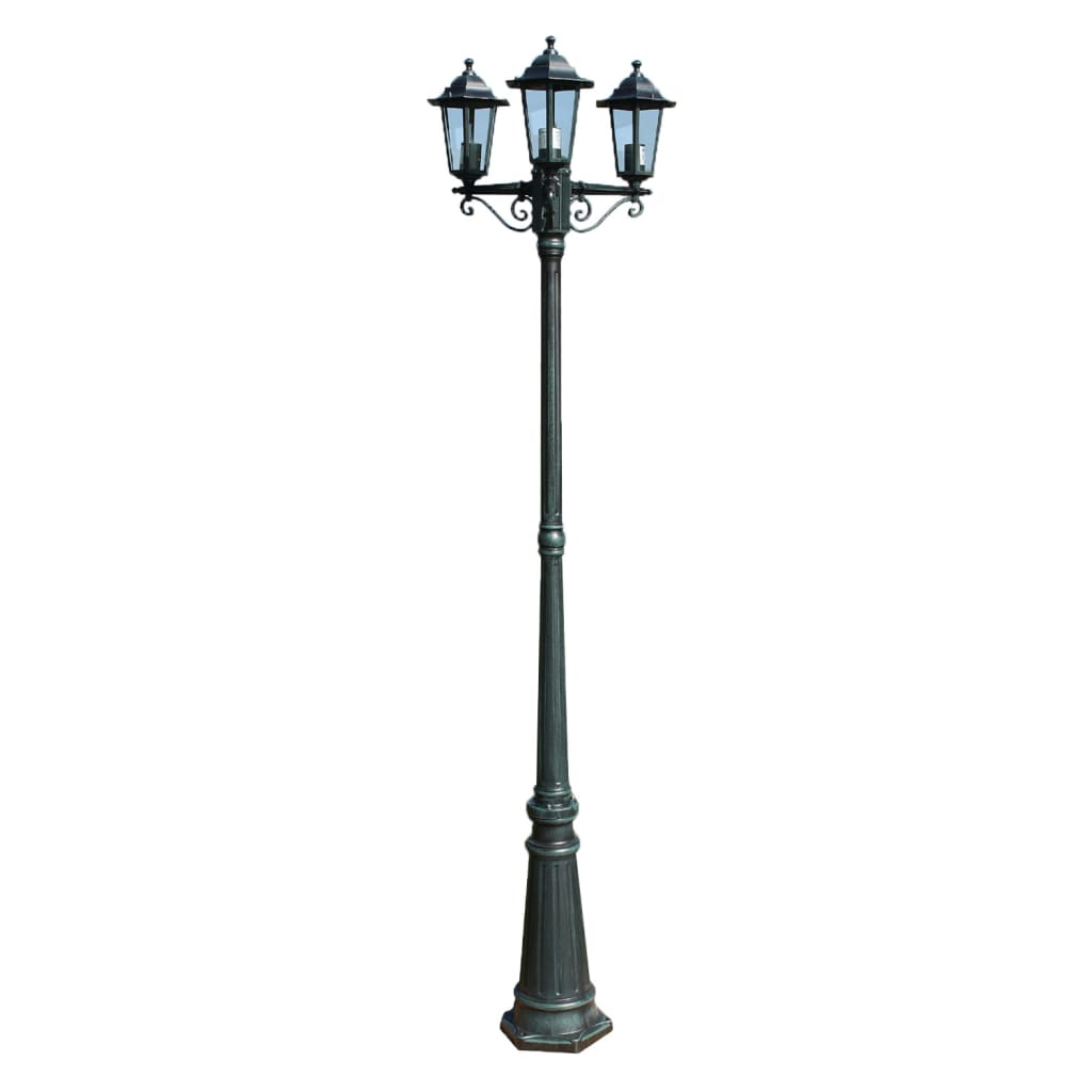 Tuinlantaarn Met 3 Armen 215 Cm Aluminium Donkergroen/Zwart