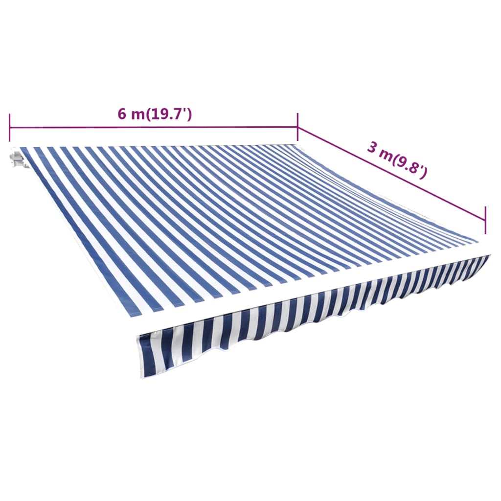 Luifeldoek 6X3 M Canvas Blauw En Wit