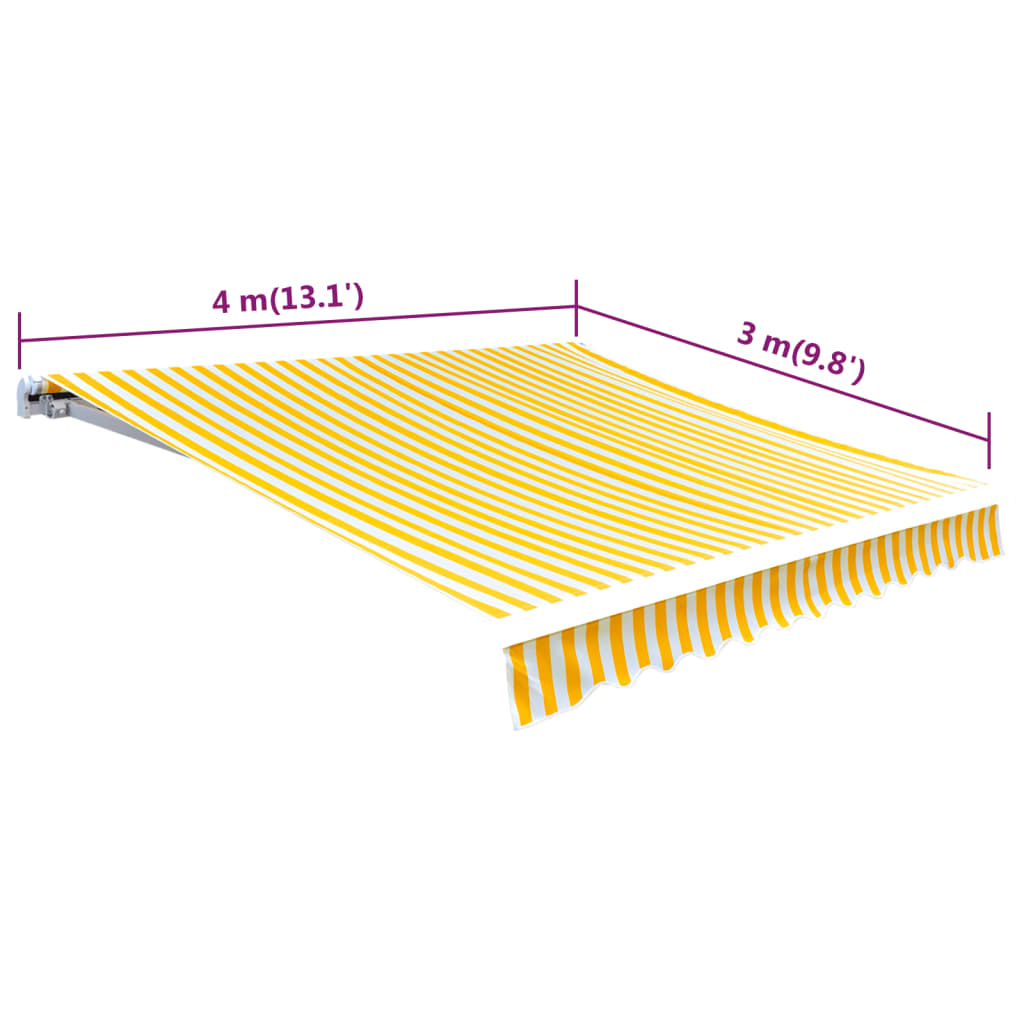 Markisentuch 4x3 m Canvas sonnenblumengelb und weiß