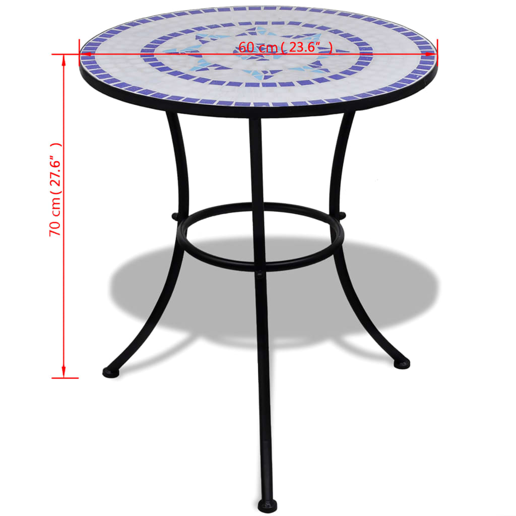 Bistrotafel 60 Cm Mozaïek Blauw En Wit