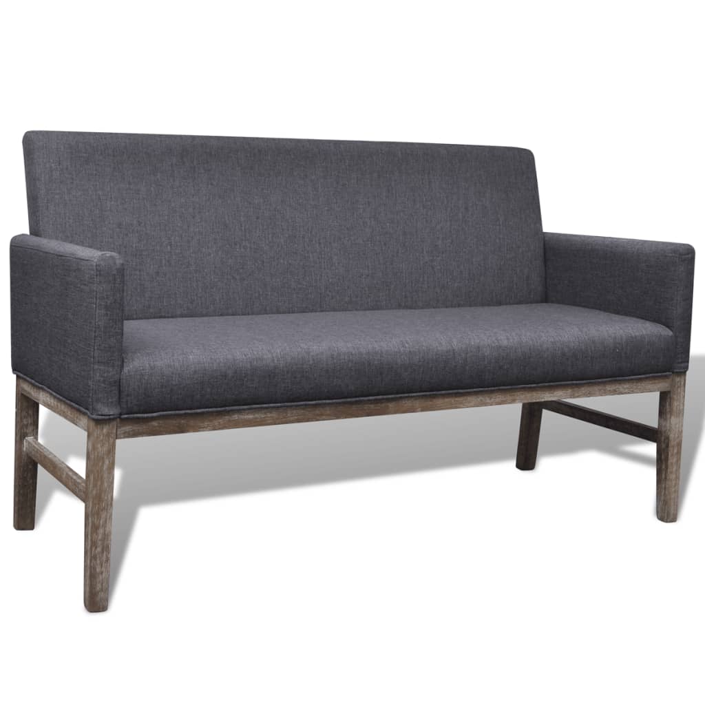 Bank Met Gevoerde Kussens Stof Rubberwood Donkergrijs