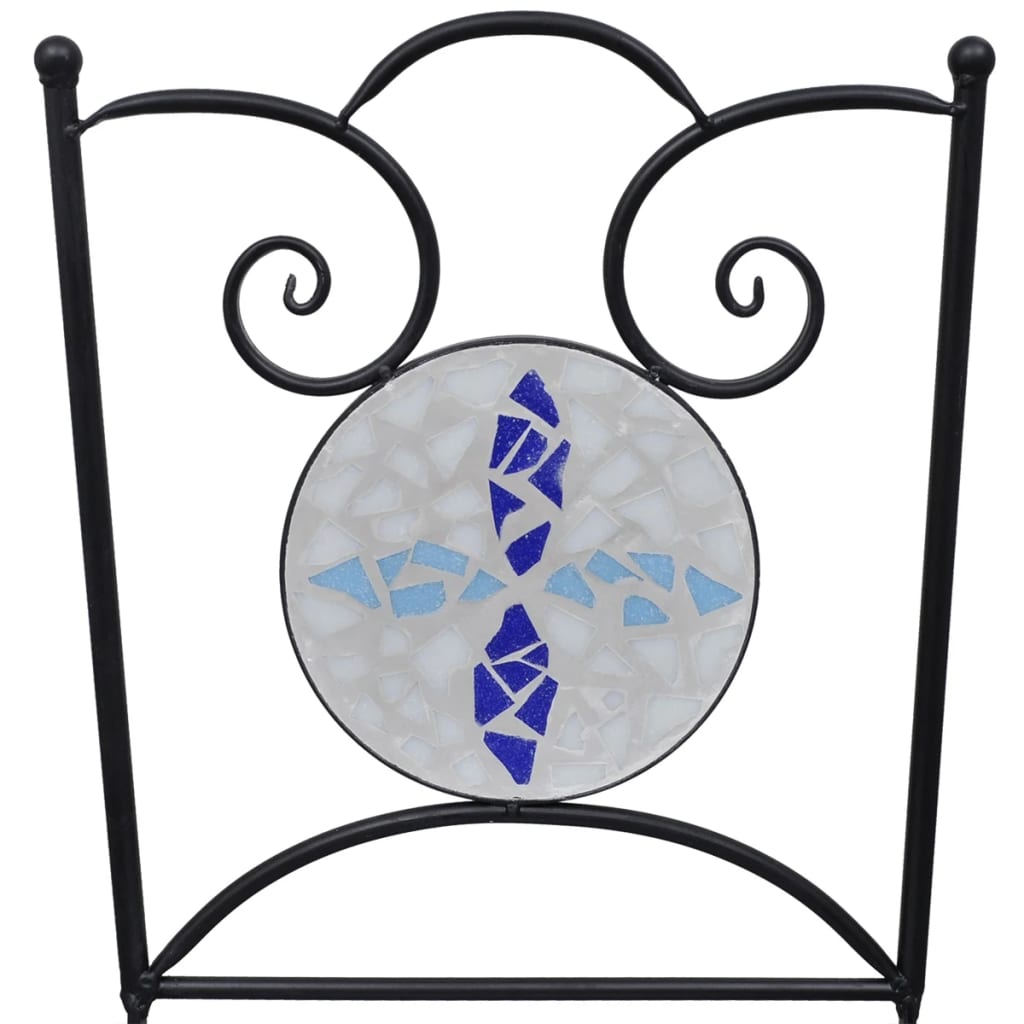 3-teiliges Bistro-Set aus Keramikfliesen in Blau und Weiß