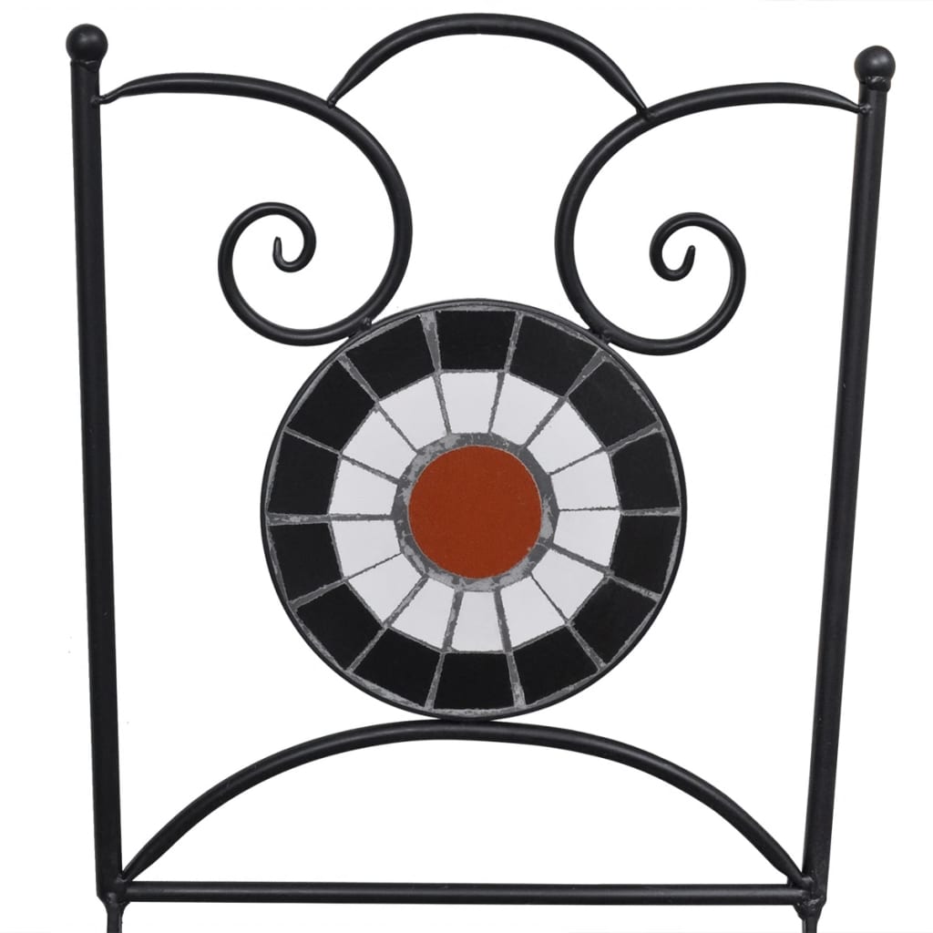 3-teiliges Bistro-Set aus Keramikfliesen in Terrakotta und Weiß