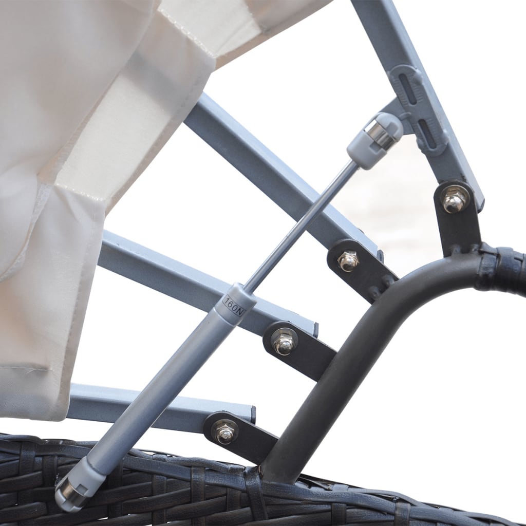 Loungebed Met Luifel Poly Rattan Bruin
