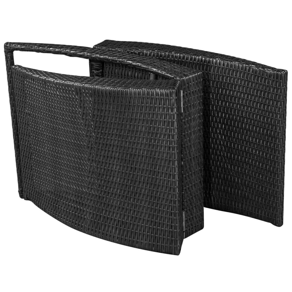 Liege klappbar mit Kissen Poly Rattan Schwarz