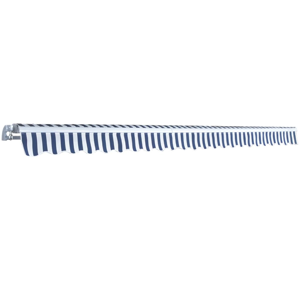 Luifel Handmatig Uitschuifbaar 500 Cm Blauw En Wit