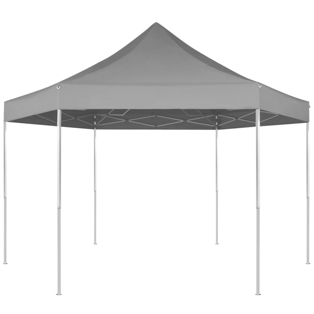 Partytent Pop-Up Zeshoekig Inklapbaar 3,6X3,1 M Grijs