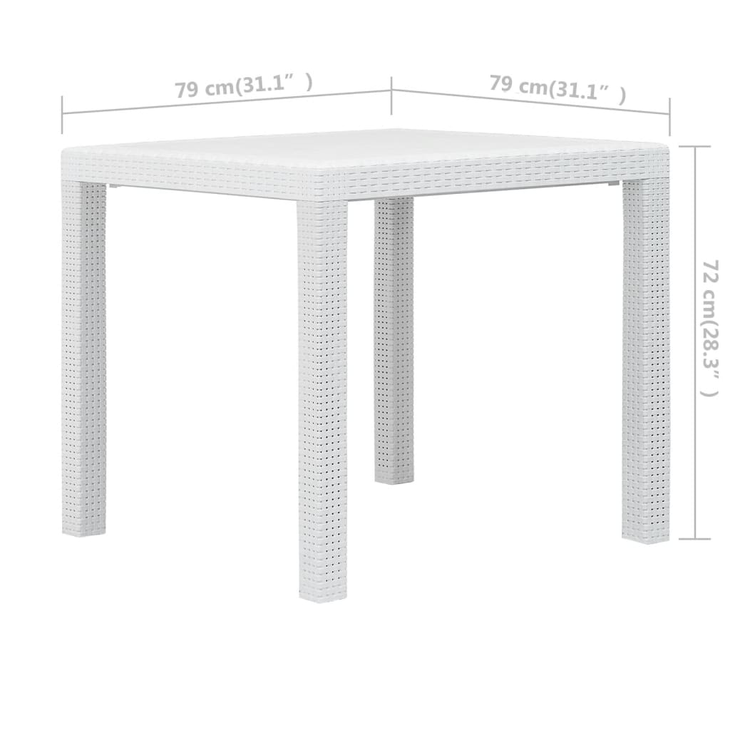 Tuintafel 79X79X72 Cm Rattan-Look Kunststof Wit