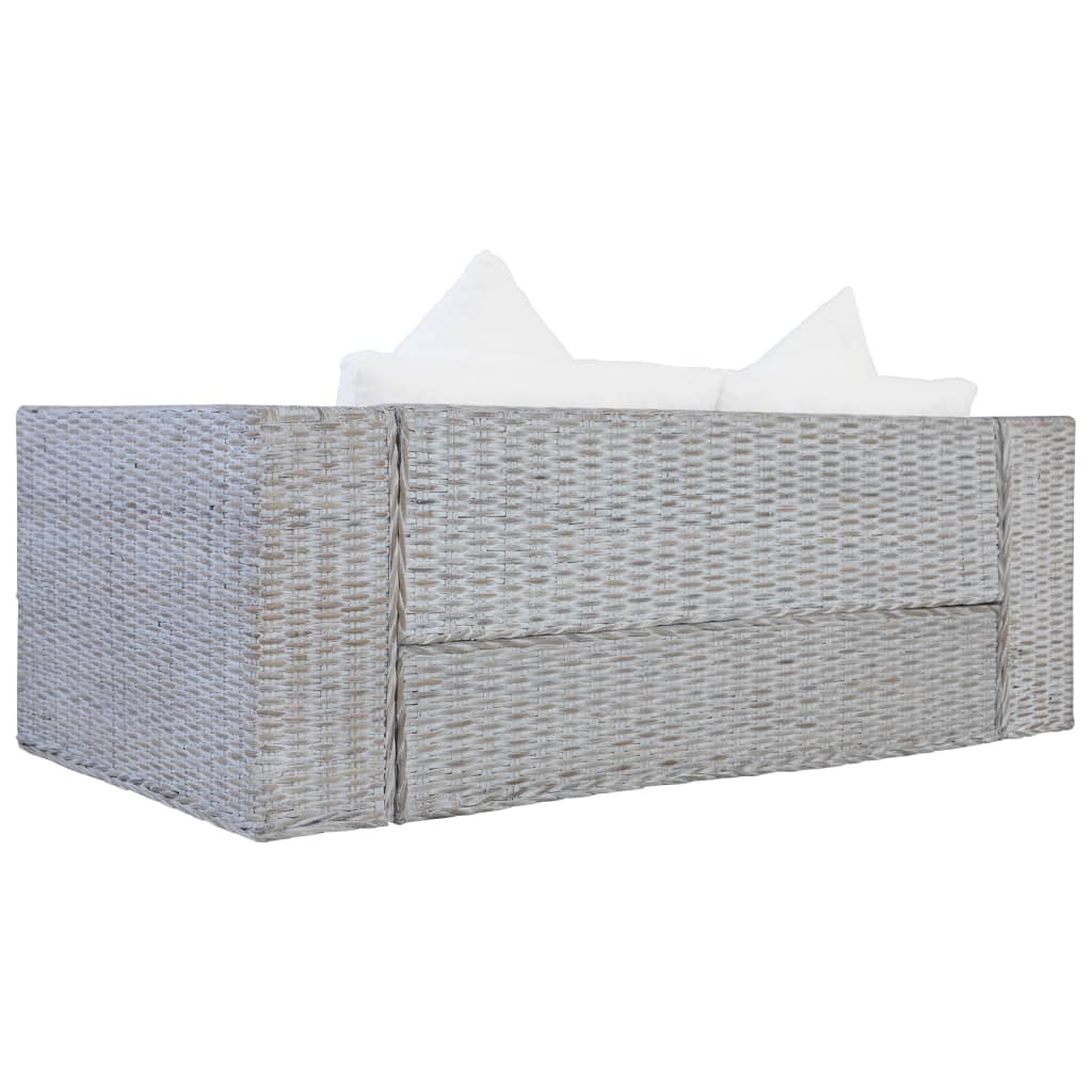 Tweezitsbank Met Kussens Natuurlijk Rattan