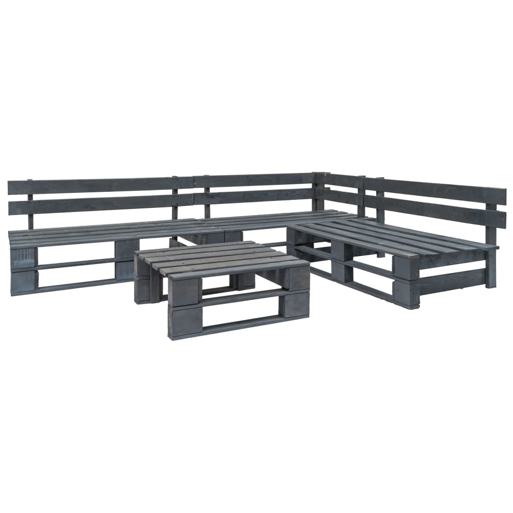 4-Delige Loungeset Pallet Hout Grijs
