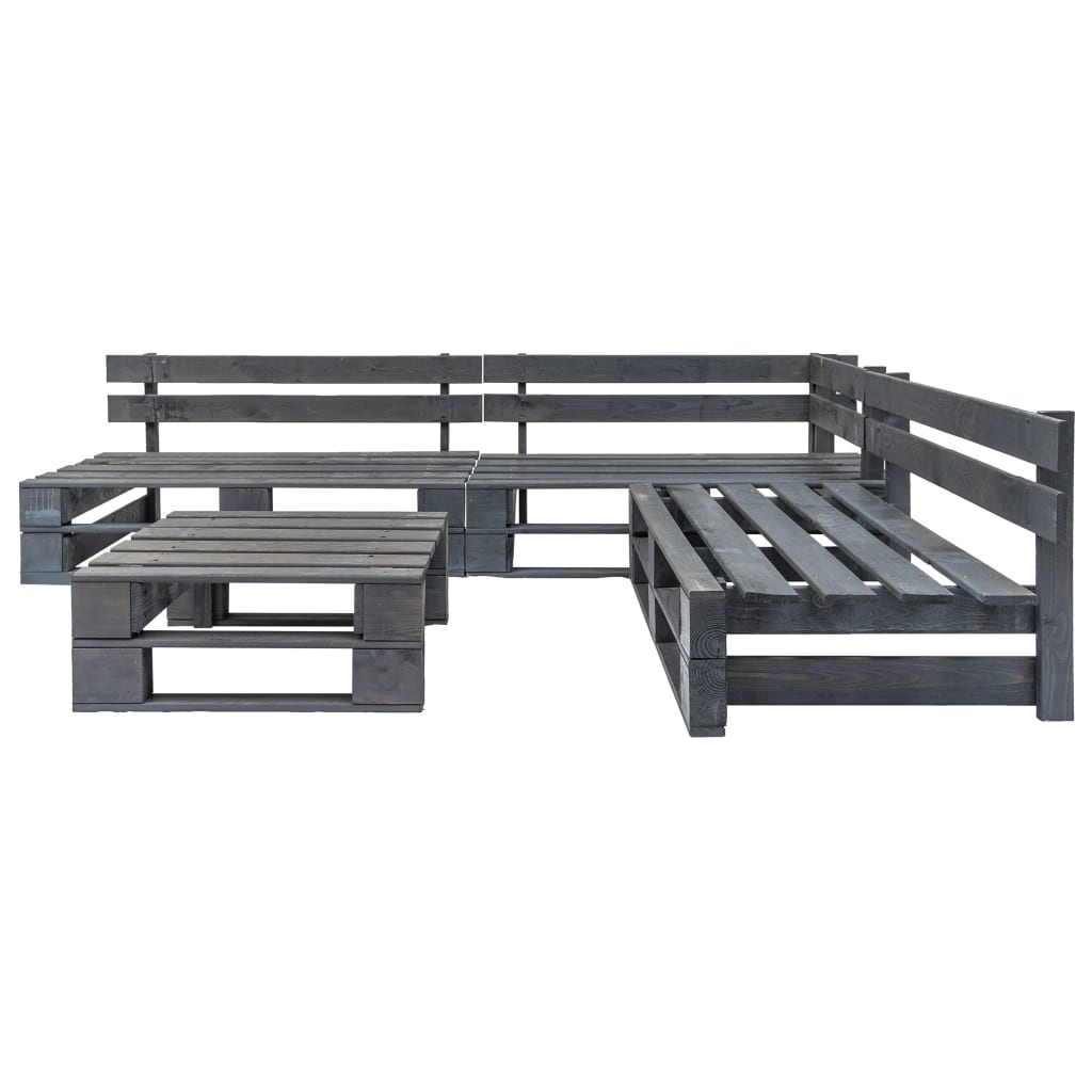 4-Delige Loungeset Pallet Hout Grijs