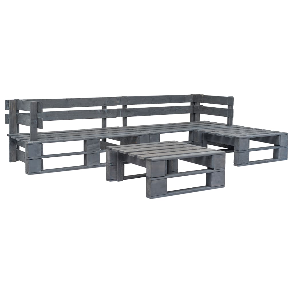 4-Delige Loungeset Pallet Hout Grijs