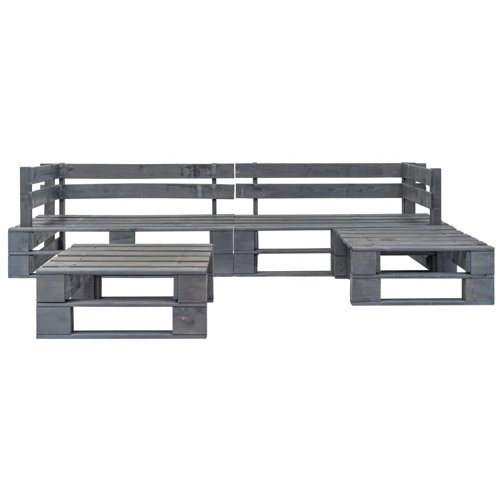 4-Delige Loungeset Pallet Hout Grijs