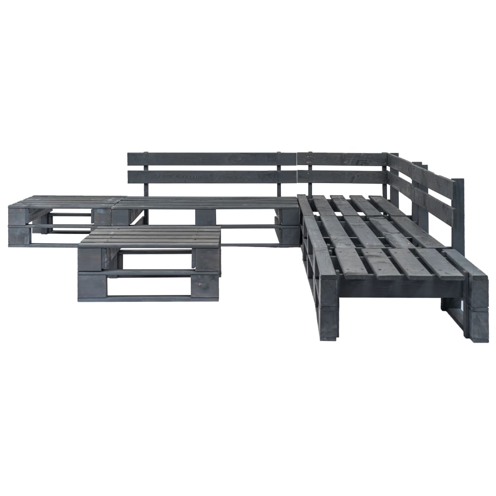 6-Delige Loungeset Pallet Hout Grijs