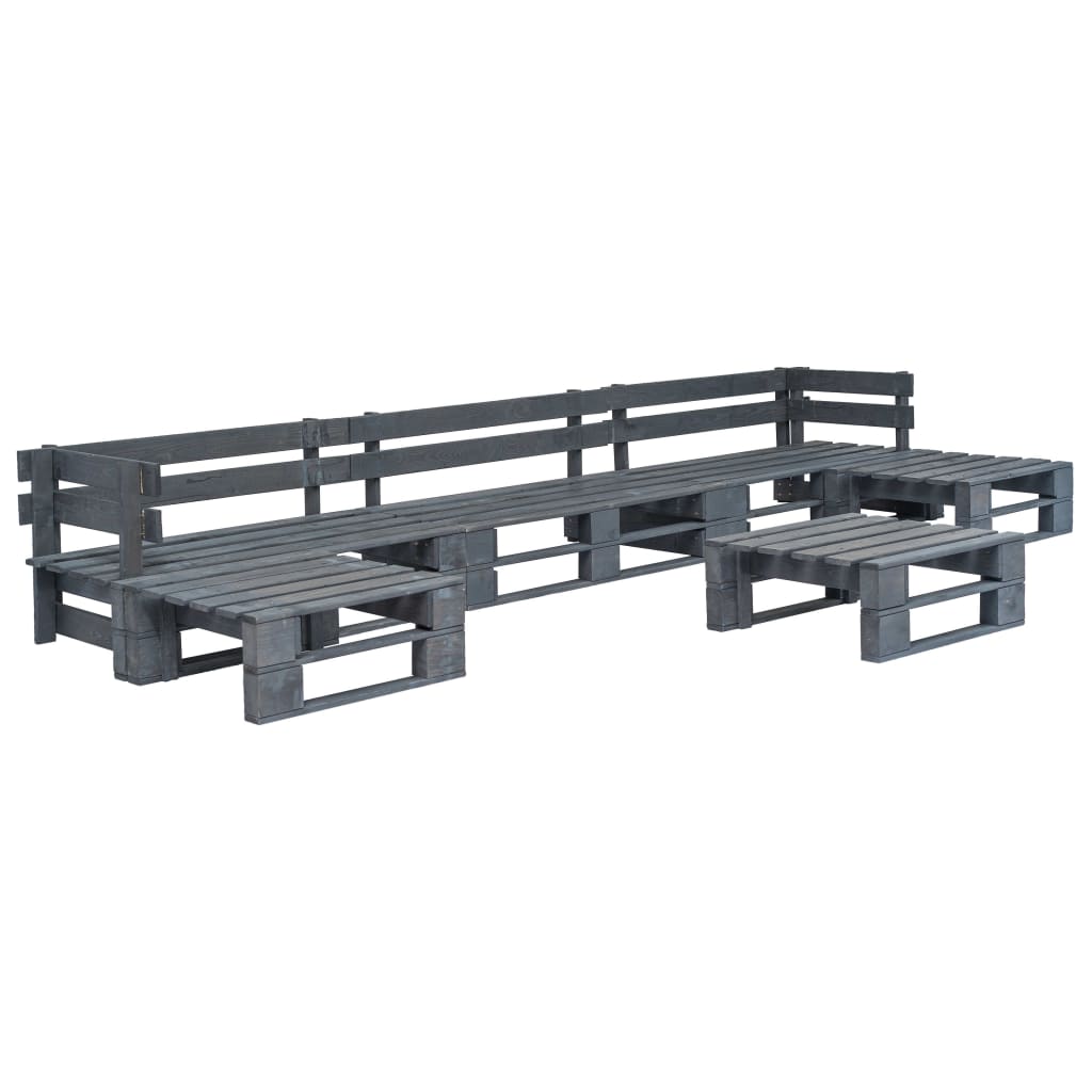 6-Delige Loungeset Pallet Hout Grijs