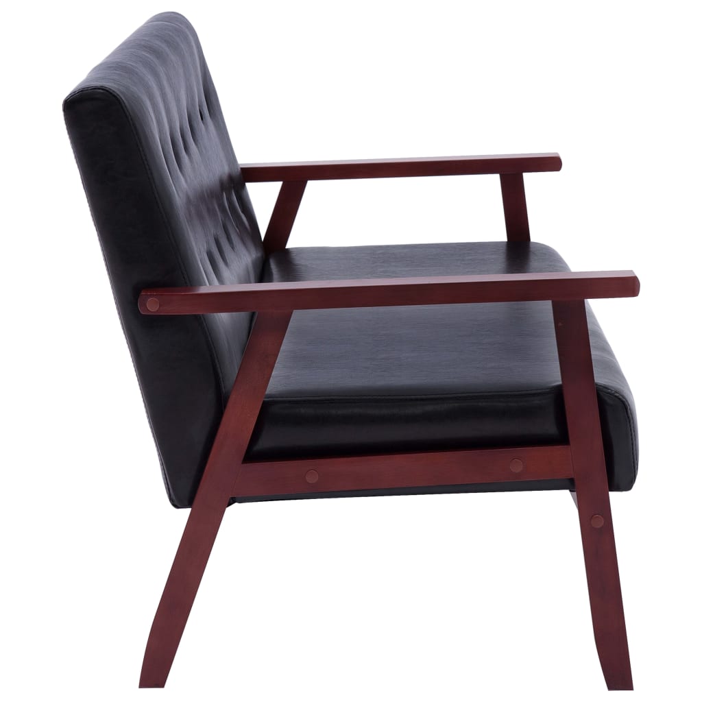 Driezitsbank Kunstleer Zwart