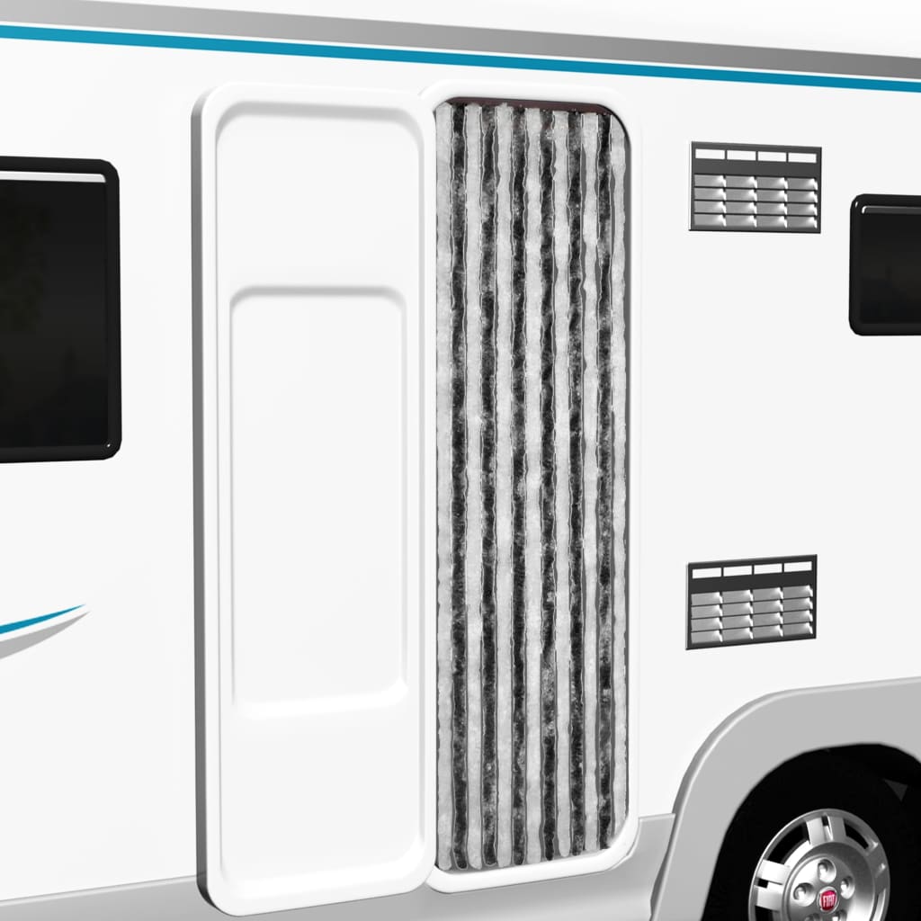 Vliegengordijn 56X185 Cm Chenille Grijs En Wit