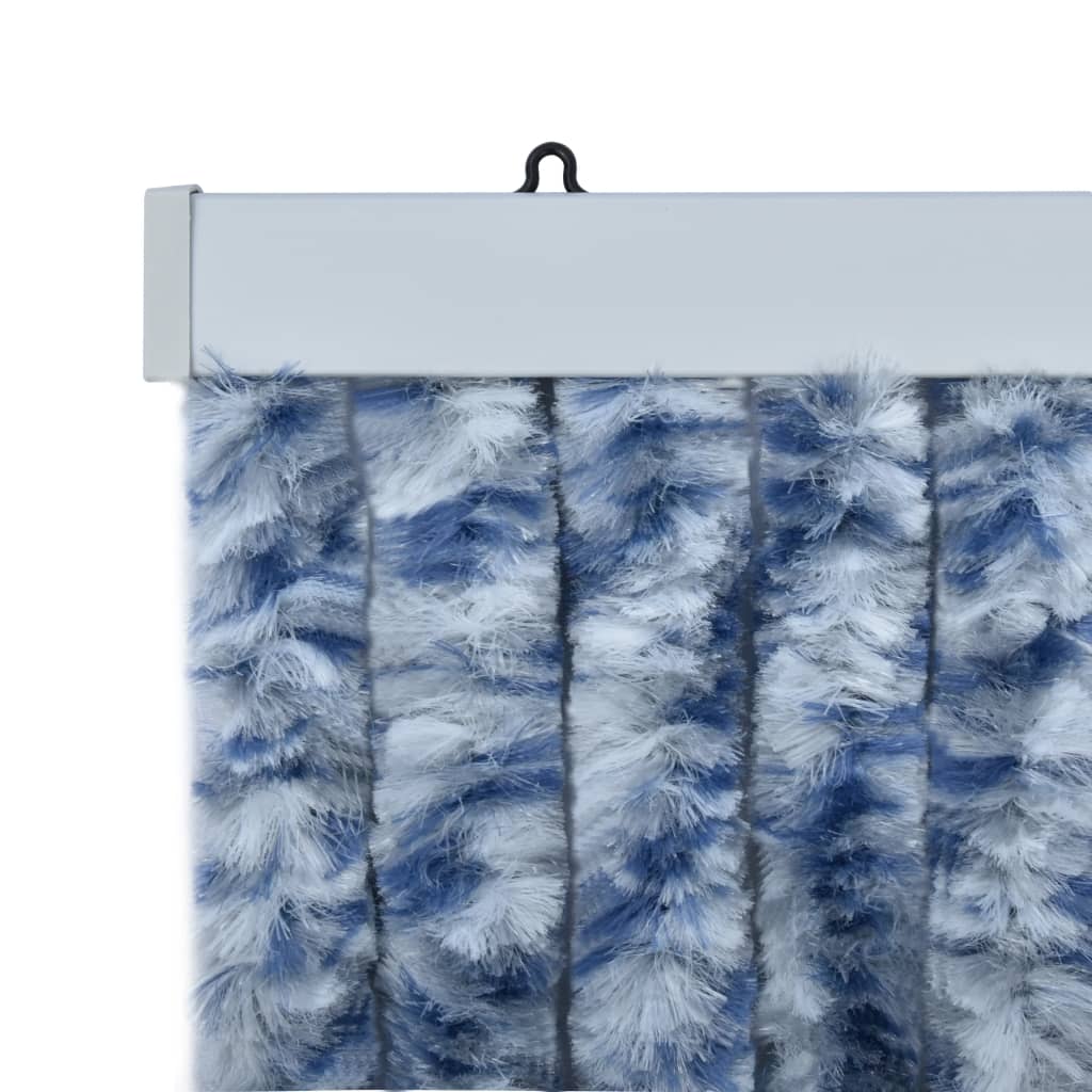 Vliegengordijn 56X185 Cm Chenille Blauw, Wit En Zilver