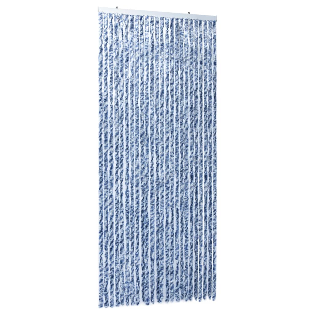 Vliegengordijn 100X220 Cm Chenille Blauw, Wit En Zilver