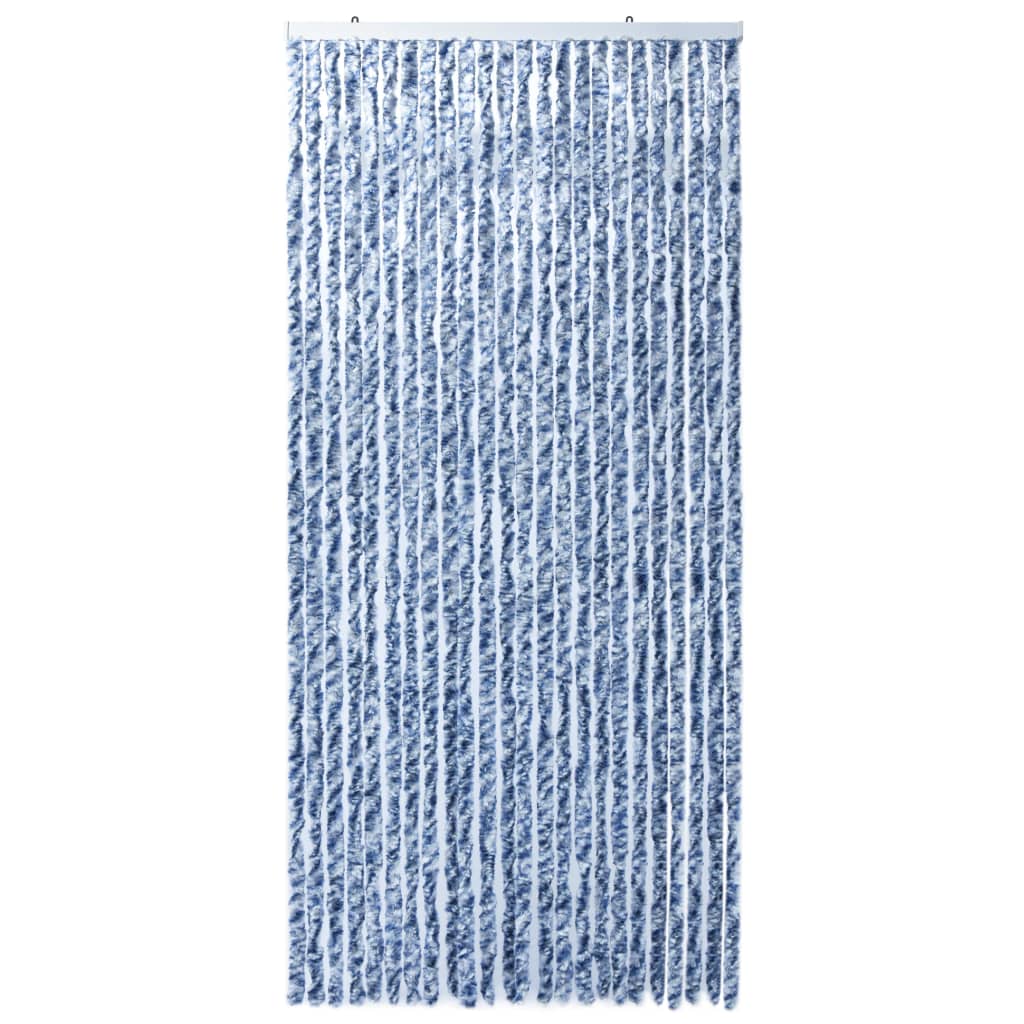 Vliegengordijn 100X220 Cm Chenille Blauw, Wit En Zilver